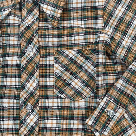 VTG 1970s Sears Winnie the Pooh Perma Prest Plaid Western Button Down Boys 6 - Picture 5 of 6